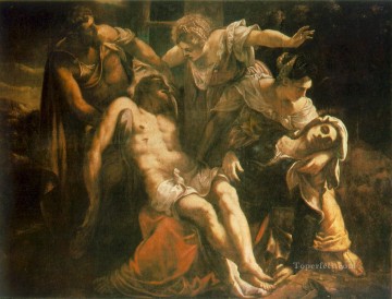  tinto Pintura - Descendimiento de la Cruz Renacimiento italiano Tintoretto